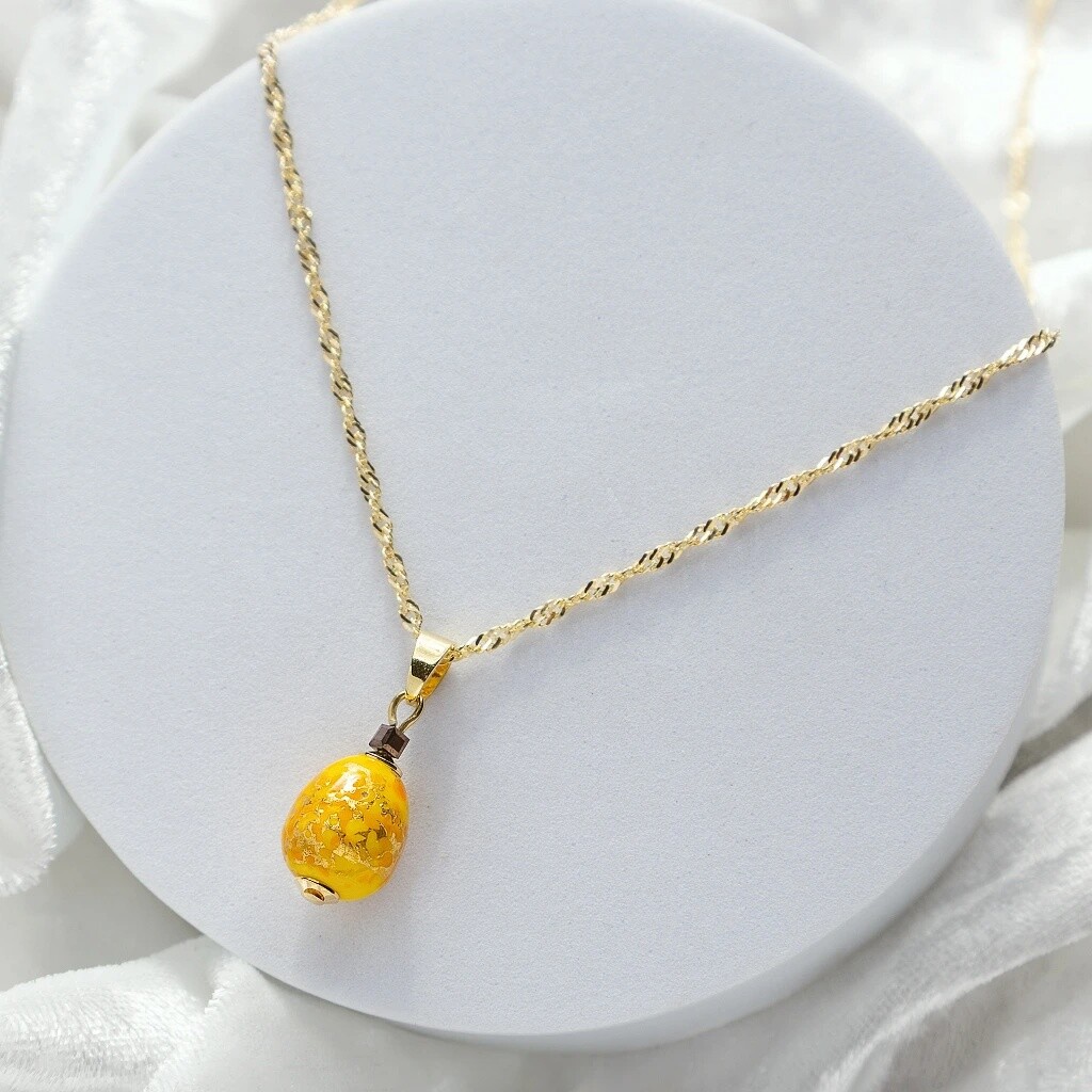 Lampglas Výrazný náhrdelník Sunlit Nude s 24-karátovým zlatom v perle Lampglas NNM1/AG/POZ 50 cm