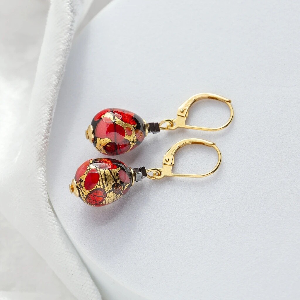 Lampglas Perfektné náušnice Vermilion Nude s 24-karátovým zlatom v perle Lampglas ENM2/AG/POZ