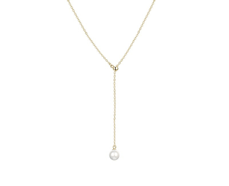 Agato Pozlátený ohybný náhrdelník s pravou perlou AGT-N003W-P-G