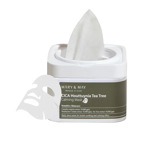 MARY & MAY Upokojujúca pleťová maska Cica Houttuynia Tea Tree (Calming Mask) 30 ks
