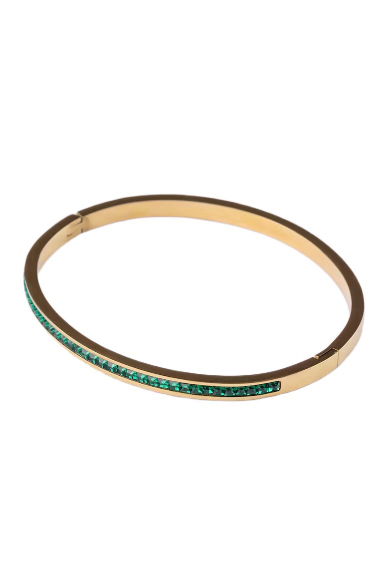 Emily Westwood Pozlátený pevný náramok so zelenými kryštálmi Virella EWB250386G