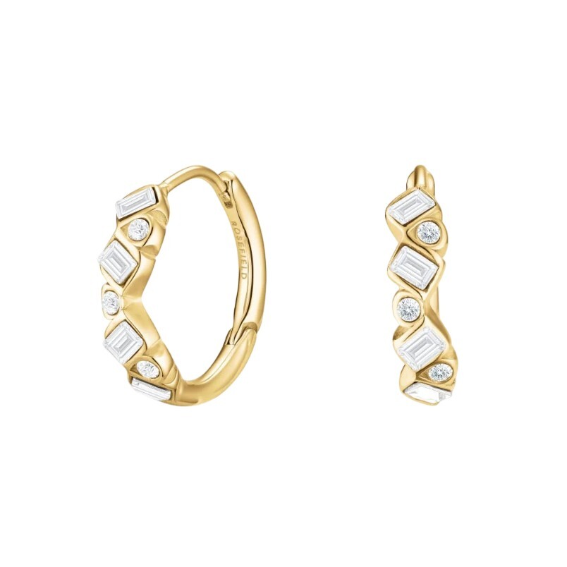 Rosefield Oslnivé pozlátené náušnice s kryštálmi Baguette JECBG-J1171