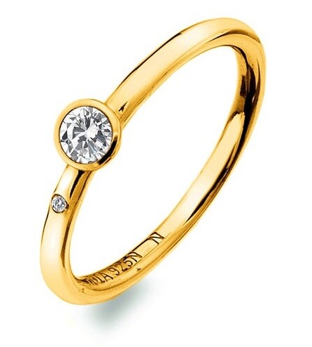 Hot Diamonds Luxusný pozlátený prsteň s topazom a diamantom Gemstone DR293 55 mm
