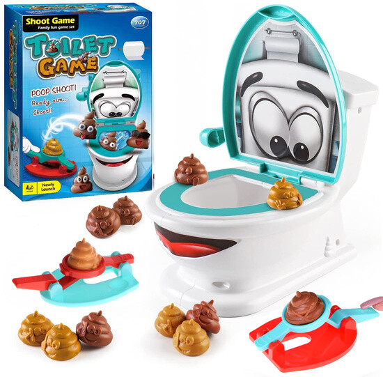 Hra na strieľanie hovienok, zábavná stolová toaleta strieľačka hry s 12 plastovými...