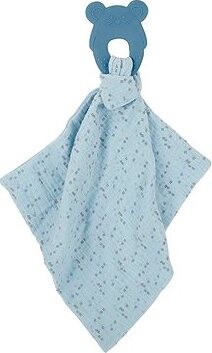 Nattou hryzadlo silikónové bez BPA s bavlnenou dečkou 28 × 28 cm blue