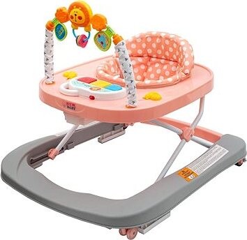 New Baby Detské chodítko so silikónovými kolieskami Forest Kingdom Pink