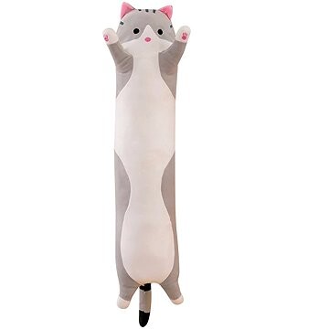 TopKing Plyšový polštář dlouhá kočka 50 cm XL, šedý