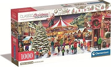 CLEMENTONI Panoramatické puzzle Vianočná kolekcia Vianočná dedinka 1000 dielikov