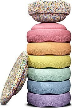 Stapelstein Rainbow Sada complete, 7 + 1, confetti pastel
