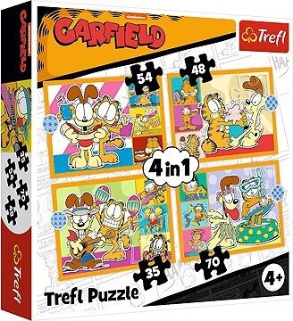 TREFL Puzzle Garfield miluje lasagne 4v1 (35,48,54,70 dílků)