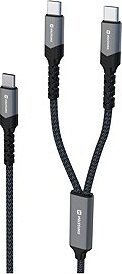 Swissten nabíjací kábel 2 v 1 100W USB-C/2x USB-C 1,5 m čierny