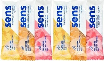SENS Ochutnávkový balíček Pleasure Protein tyčinek s cvrččím proteinem 3 × 2 ks - 6 × 40 g