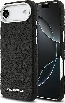 Karl Lagerfeld Grained PU Repeated Logo MagSafe Zadný Kryt pre iPhone Air Black
