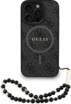 Guess PU Leather 4G Colored Ring Strap MagSafe Zadný Kryt pre iPhone 16 Pro Black