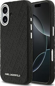 Karl Lagerfeld Grained PU Repeated Logo MagSafe Zadný Kryt pre iPhone 17 Black