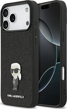 Karl Lagerfeld Fixed Glitter Metal Ikonik Zadný Kryt pre iPhone 17 Pro Max Black