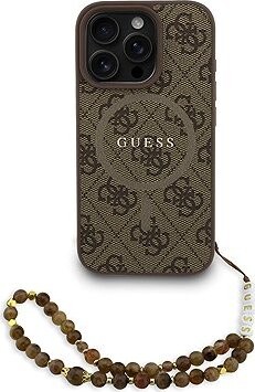 Guess PU Leather 4G Colored Ring Strap MagSafe Zadný Kryt pre iPhone 16 Pro Max Brown