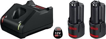 BOSCH Professional 2× akumulátor GBA 12 V, 2 Ah + nabíjačka GAL 12V-40, 1.600. A01.9R8