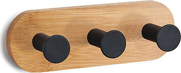 MSV samolepicí věšák se 3 háčky YONO, černý, bambus, ocel, 135 × 45 × 36 mm