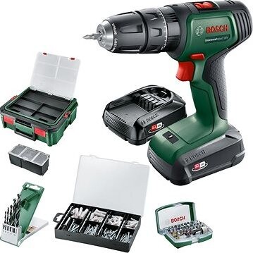 BOSCH UniversalImpact 18V, 2× 1,5 Ah, nabíjačka, 210 ks príslušenstva, kufor 0.603.9D4.107