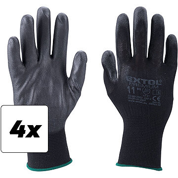 EXTOL PREMIUM Rukavice z polyesteru polomáčané v PU, čierne, veľkosť 11
