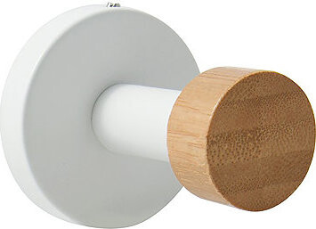 MSV háčik na uteráky IANA, matný biely, bambus, priemer 52 × 55 mm