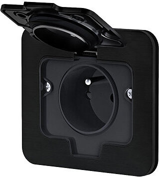Solight vestavná podlahová zásuvka, IP55, obdélníkové víčko, matná černá