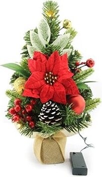 DOMMIO Stromček s ponsetiami s červenými a zlatými guľôčkami 10× LED, 40 cm