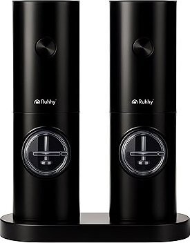 Ruhhy 25558 Sada elektrických mlynčekov na soľ korenie 2 ks, čierne