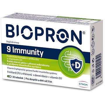 Biopron Imunita, probiotiká a prebiotiká + vitamín D na každodennú podporu imunity, 30 kapsúl