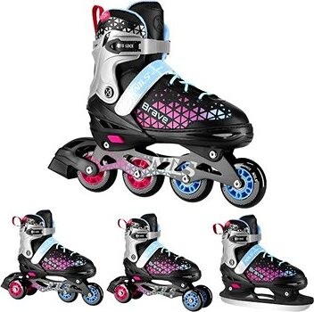 NILS EXTREME Kolieskové korčule 4v1 Brave NH18190A Ružové veľ. S (29-33)