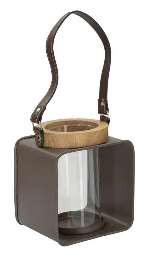 Lucerna Glass 18 cm hnědá/čirá