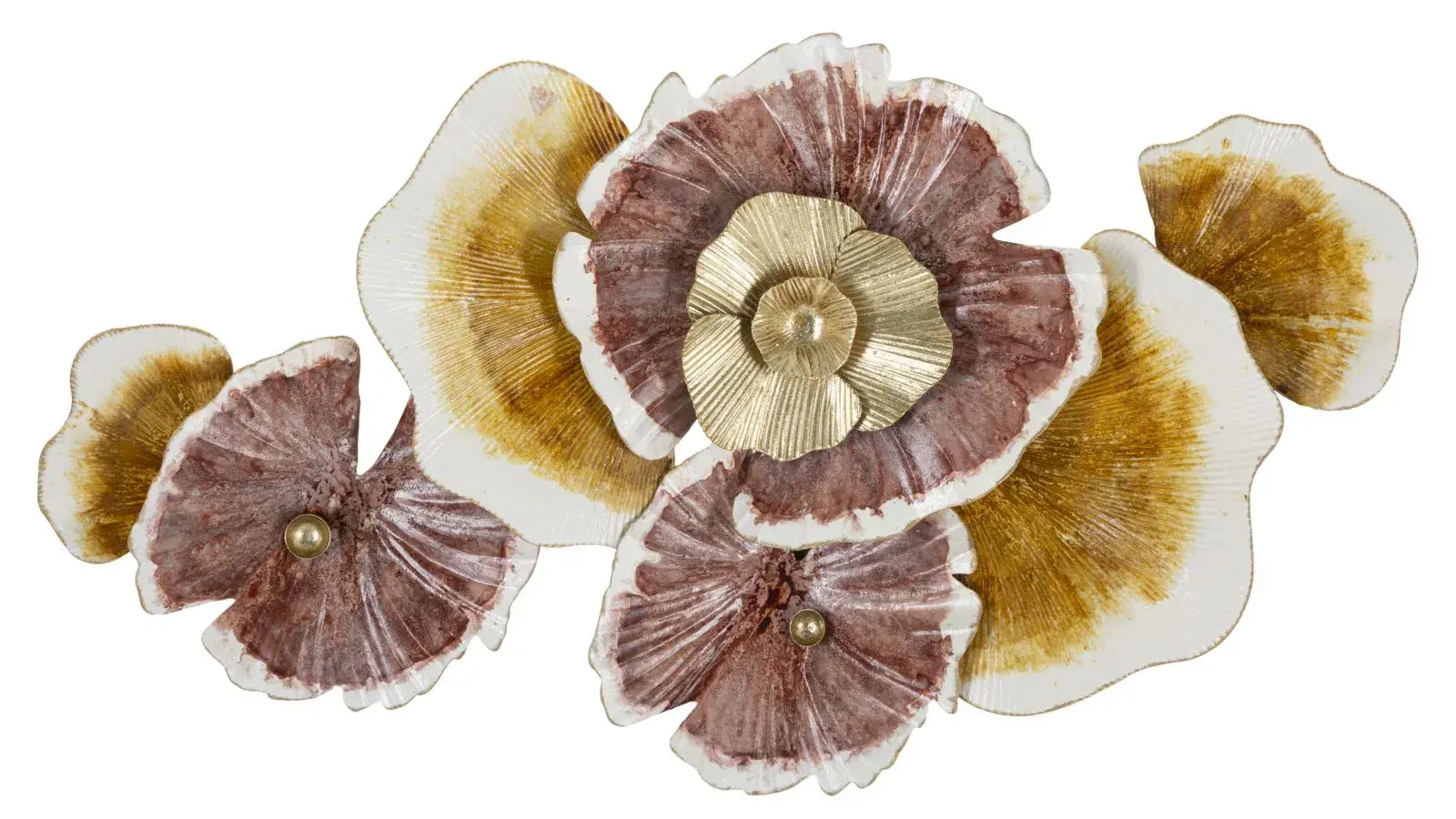 Nástěnná kovová dekorace Clow 92,1 cm hnědo-zlatá