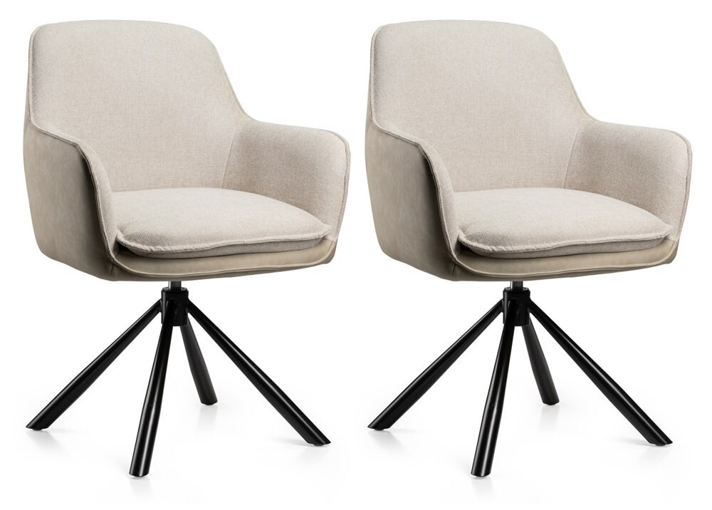 Sada 2 ks otočných jídelních křesel Ciano bouclé/eko kůže  krémová