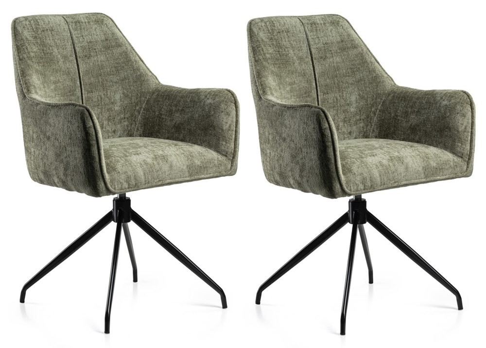 Sada 2 ks otočných jídelních křesel Fiori zelená