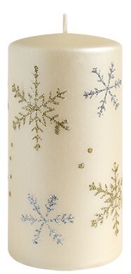 Vánoční svíčka FROST 10 cm krémová