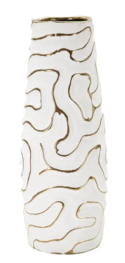 Váza Lia 39 cm bílá/zlatá