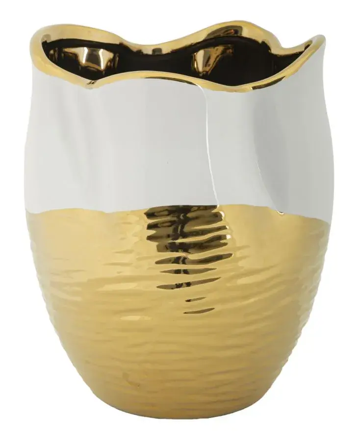 Váza Lux 25 cm zlatá/bílá