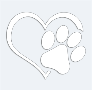 Samolepka na auto s mačacou labkou a srdcom - čierna, biela Farba: bílá (na tmavé auto)