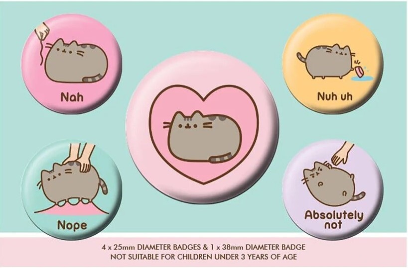 Sada odznakov s mačkou Pusheen a srdiečkom