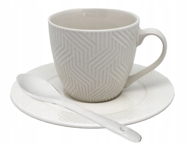 MAKRO - Šálka, podšálka a lyžička keramická