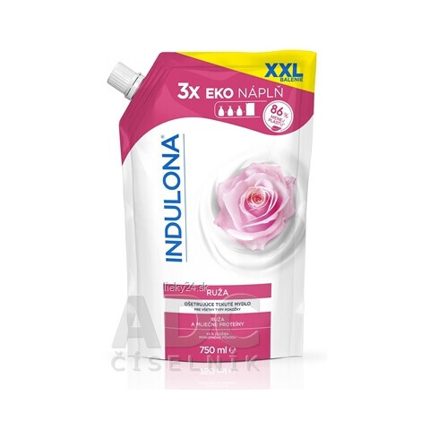 INDULONA Tekuté mydlo RUŽA ošetrujúce na ruky náhradná náplň 750ml