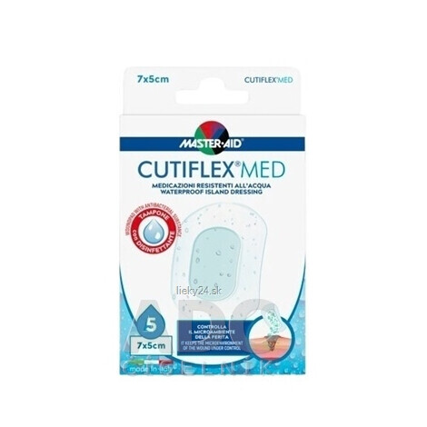 MASTER AID CUTIFLEX MED Rýchloobväz transparentné sterilné vodeodolné krytie na rany 7x5cm 5ks
