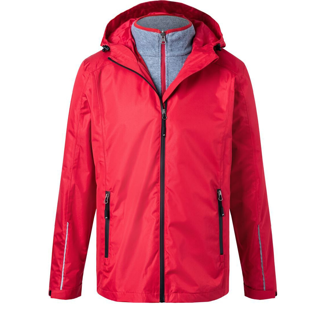 Pánska bunda 3v1 James and Nicholson 1154 - červená-sivá, S