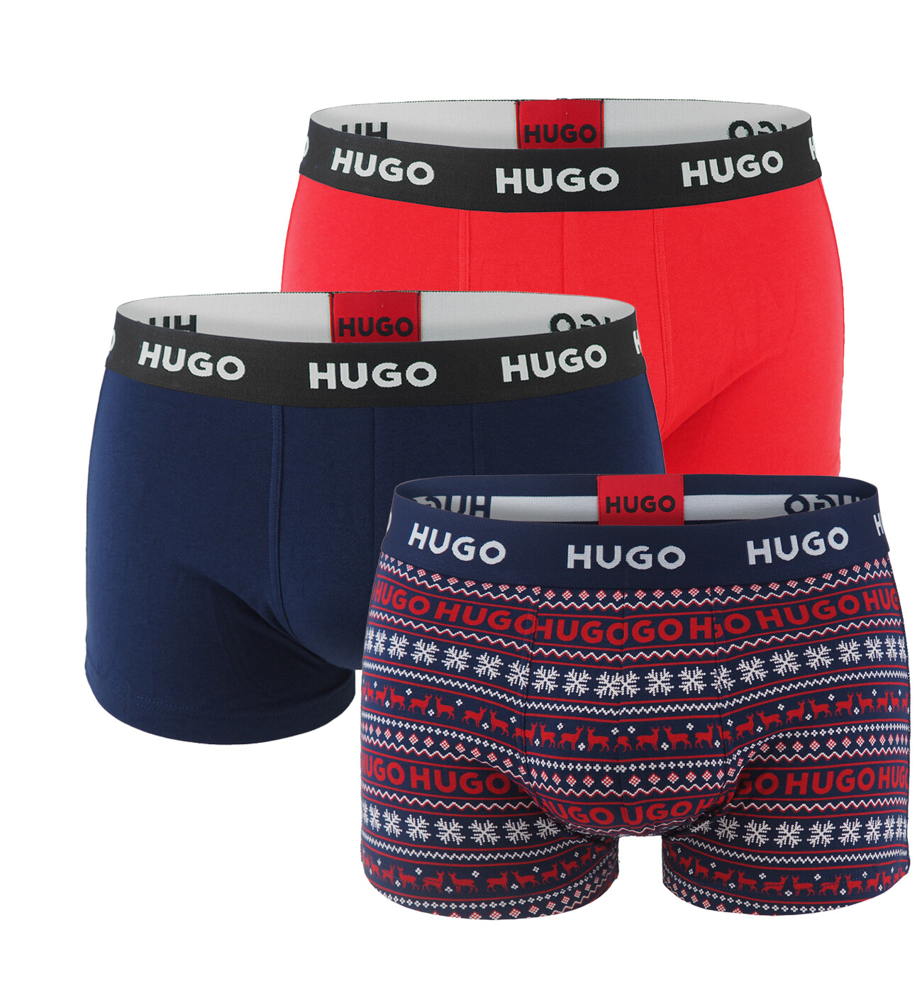 HUGO - boxerky 3PACK cotton stretch dark color / modern nordic design