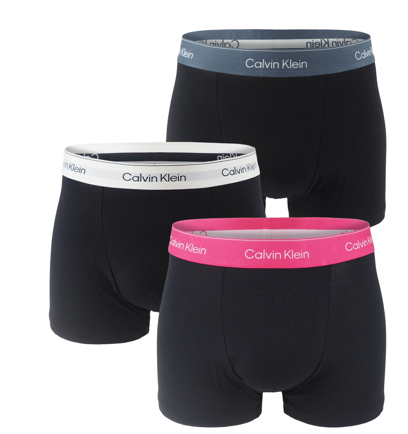 Calvin Klein - boxerky 3PACK Icon cotton stretch relaxed black / contrast color waist