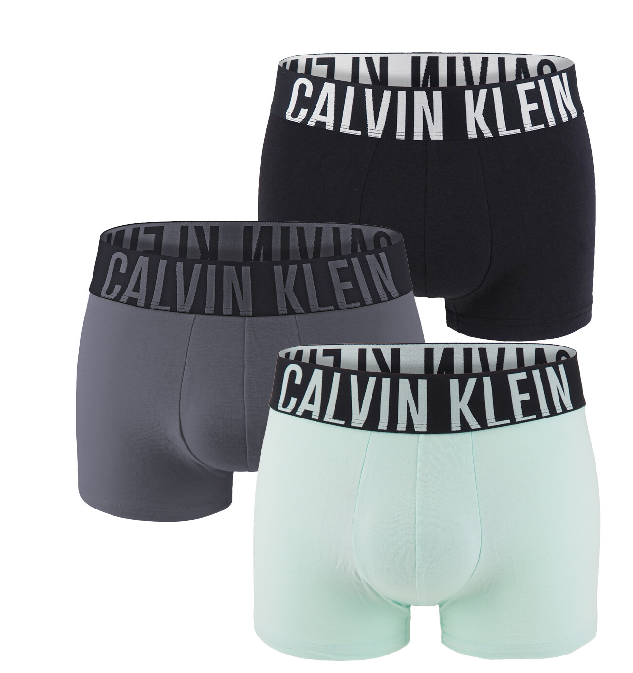 CALVIN KLEIN - boxerky 3PACK Intense power black / ocean mist & steel tones