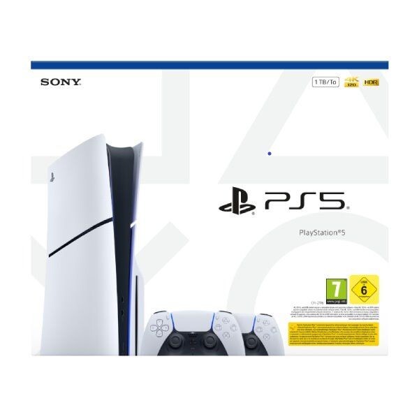 PlayStation 5 1TB (Model Slim) + PlayStation 5 DualSense Wireless Controller, black & white CFI-2116