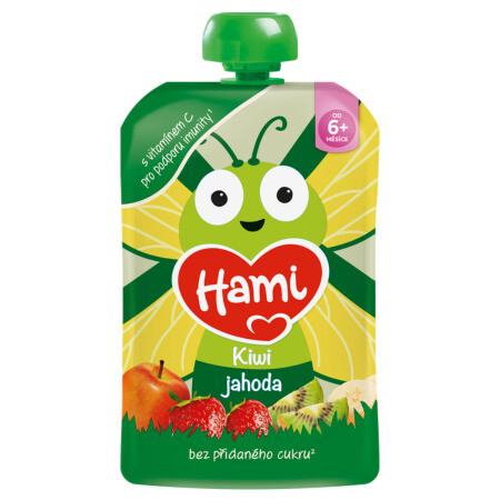 HAMI Ovocný príkrm v kapsičke príchuť kiwi jahoda 100 g