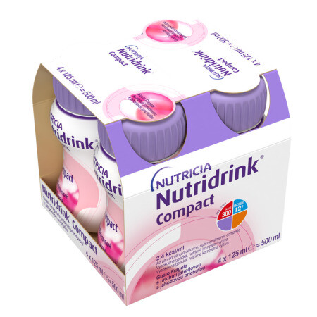 NUTRIDRINK Compacts jahodovou príchuťou 4x125 ml
